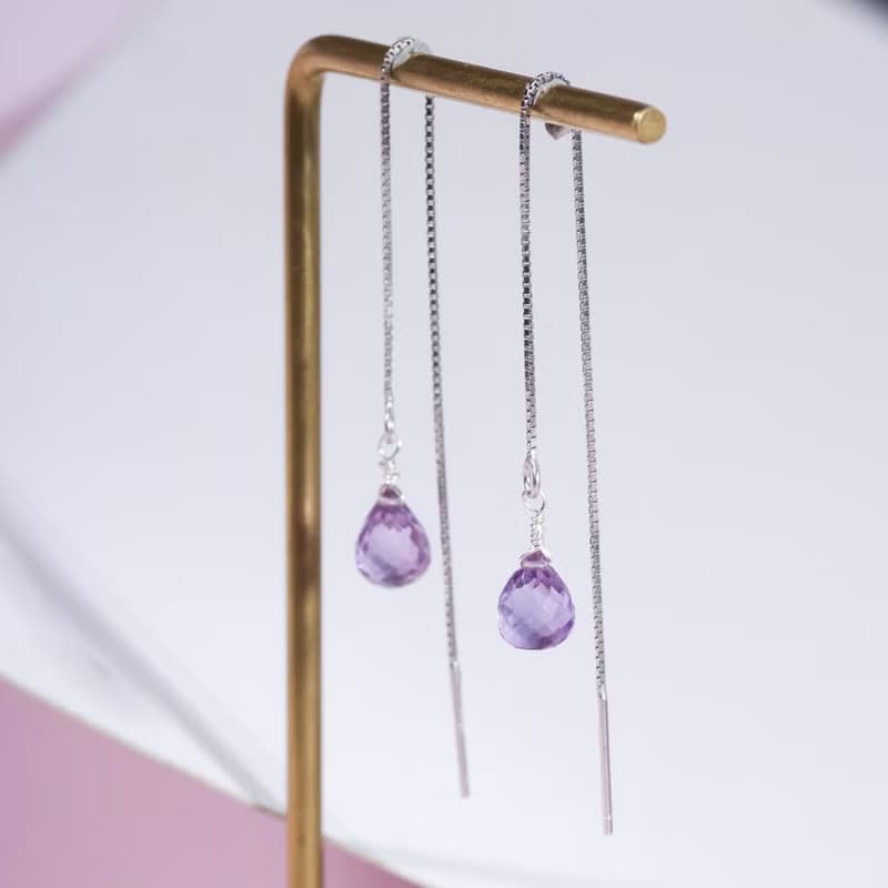 紫水晶925純銀耳環