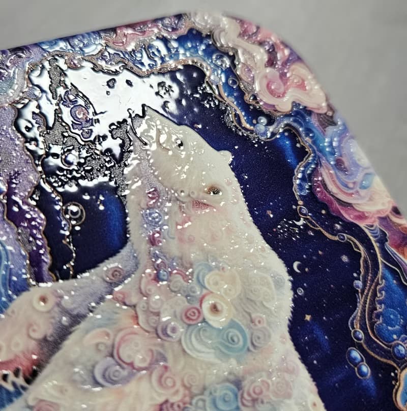 星雲北極熊- 晶雕吸水陶瓷杯墊