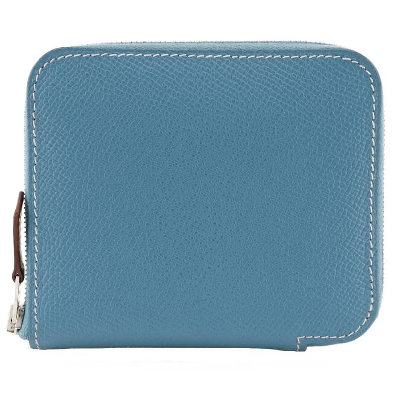 【日本直送】エルメス HERMES アザップコンパクト シルクイン 二つ折り財布 ヴォーエプソン ブルージーン B レディース【中古】