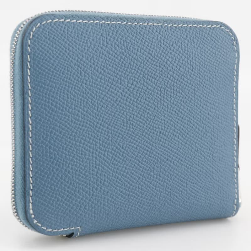 【日本直送】エルメス HERMES アザップコンパクト シルクイン 二つ折り財布 ヴォーエプソン ブルージーン B レディース【中古】