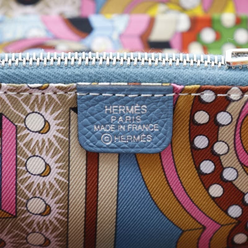 【日本直送】エルメス HERMES アザップコンパクト シルクイン 二つ折り財布 ヴォーエプソン ブルージーン B レディース【中古】
