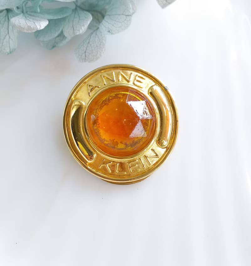 【西洋古董飾品】 ANNE KLEIN 金色調 經典 圍巾夾 絲巾扣 絲巾夾