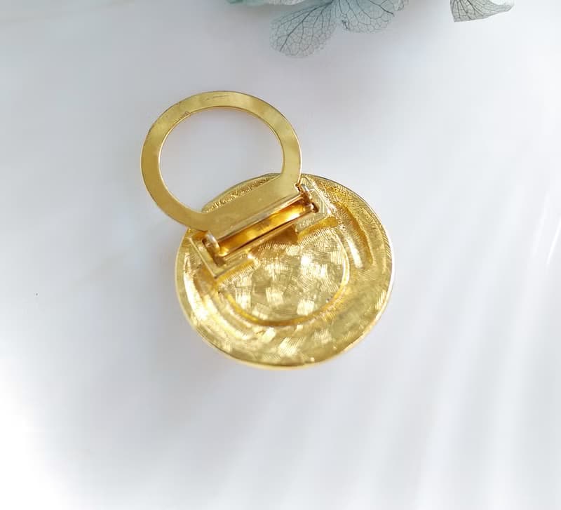【西洋古董飾品】 ANNE KLEIN 金色調 經典 圍巾夾 絲巾扣 絲巾夾