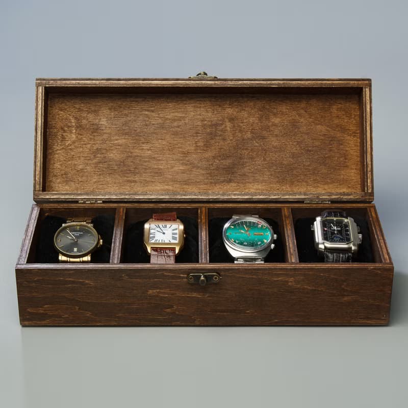 Custom Wooden Watch Box with Lid: Personalized Organizer for 4-10 Watches