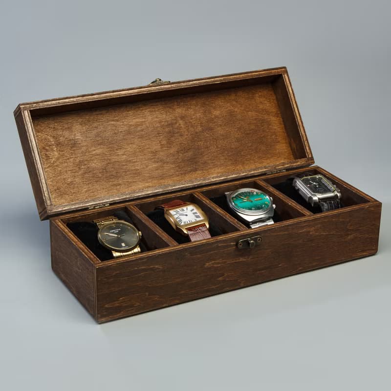 Custom Wooden Watch Box with Lid: Personalized Organizer for 4-10 Watches