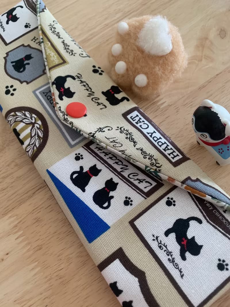 文青風環保純棉筷袋 快樂貓咪 氣質原胚 日本 潮物 收納 手作餐具