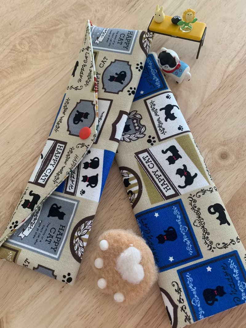 文青風環保純棉筷袋 快樂貓咪 氣質原胚 日本 潮物 收納 手作餐具