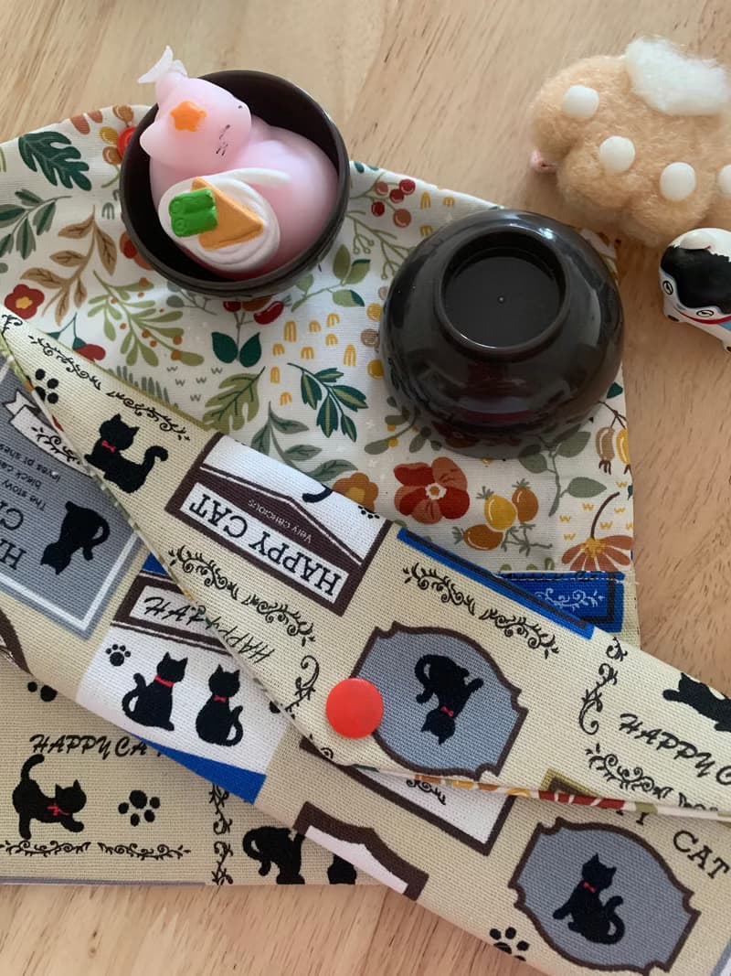 文青風環保純棉筷袋 快樂貓咪 氣質原胚 日本 潮物 收納 手作餐具