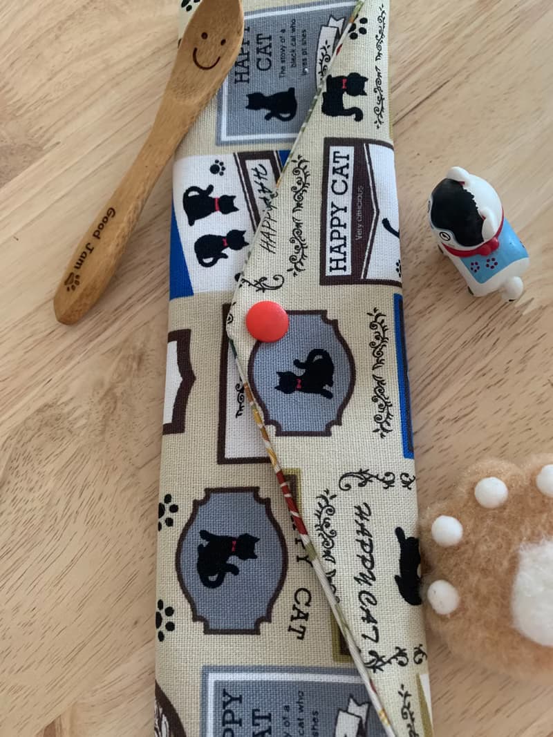 文青風環保純棉筷袋 快樂貓咪 氣質原胚 日本 潮物 收納 手作餐具