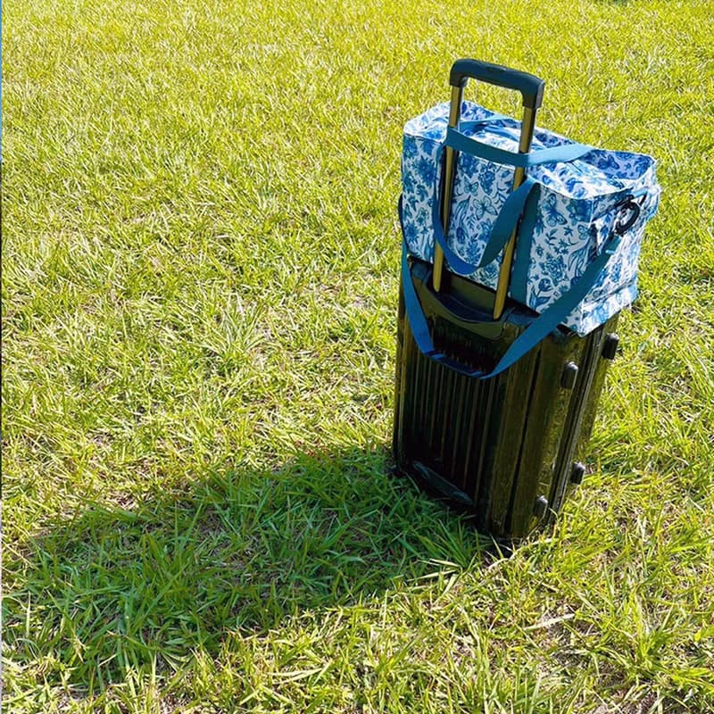 防潑水旅行收納提袋 游泳袋  粉色復古印花款 台灣手工製造