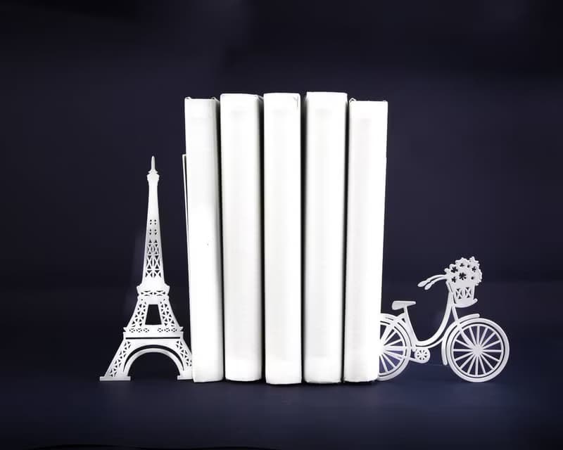 Unique Metal Bookends - Oh Paris - shelf decor // decorative book holders //