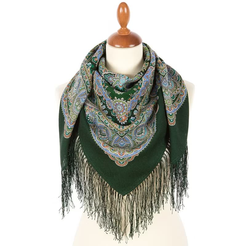 Authentic Pavlovo Posad Russian Shawl Scarf Soft 100% Wool 89x89 cm 1926-9