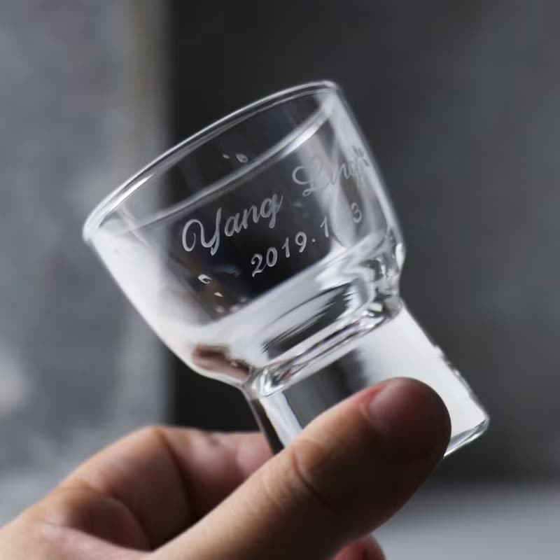 60cc 日本Haiku 櫻花片片 櫻吹雪厚底清酒杯刻字烈酒杯 純酒杯