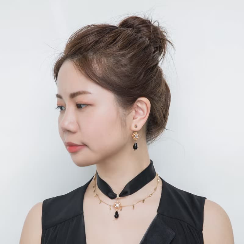 Black Onyx Lace-100%SILK蠶絲雙面緞帶黑瑪瑙項鍊-防護淨化系列