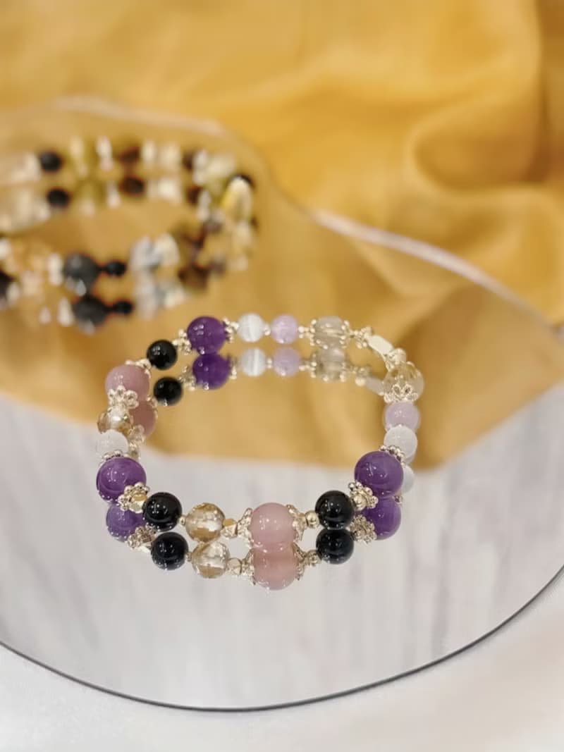 【水晶手鍊 / 姹紫嫣紅  】紫水晶 鋰灰石 白水晶 黃水晶 禮物
