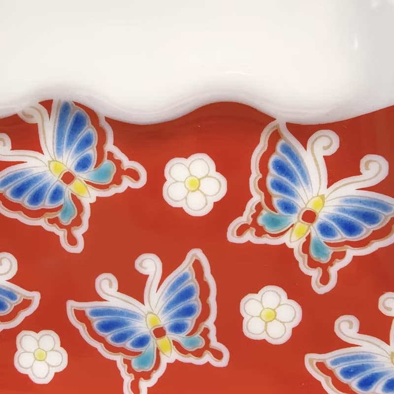 【九谷燒】青郊窯富士山造型盤-蝴蝶