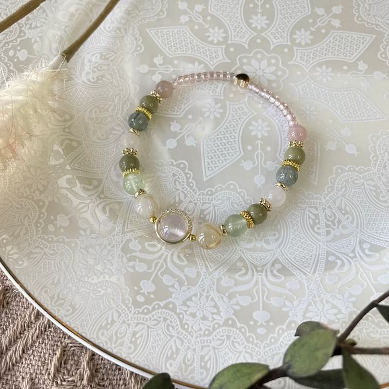 清新粉水晶彈性手鍊