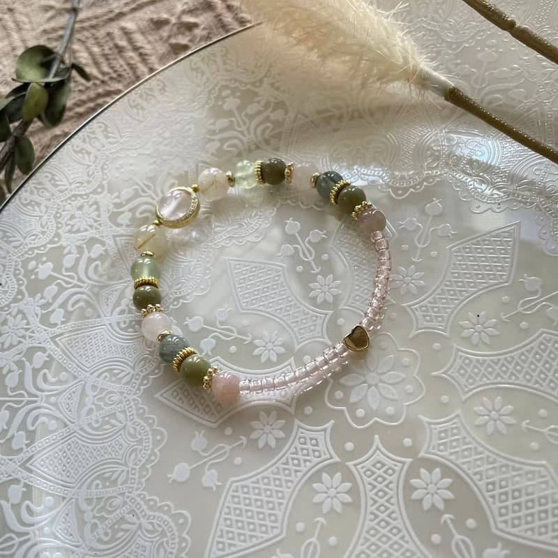 清新粉水晶彈性手鍊