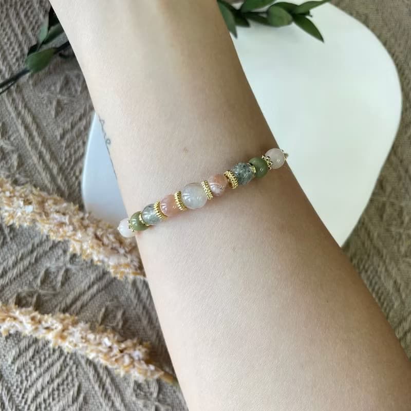 清新粉水晶彈性手鍊