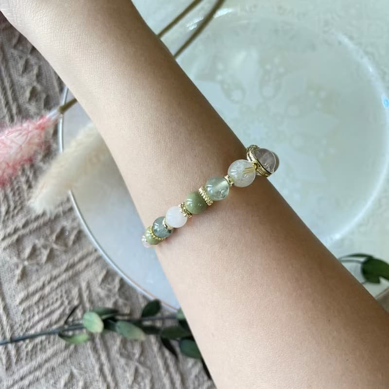 清新粉水晶彈性手鍊