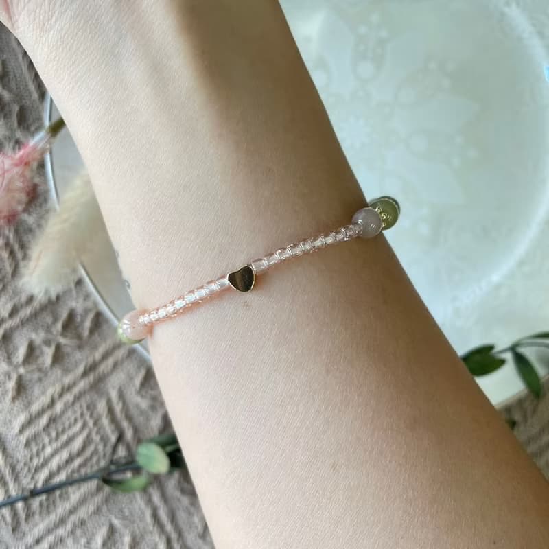 清新粉水晶彈性手鍊
