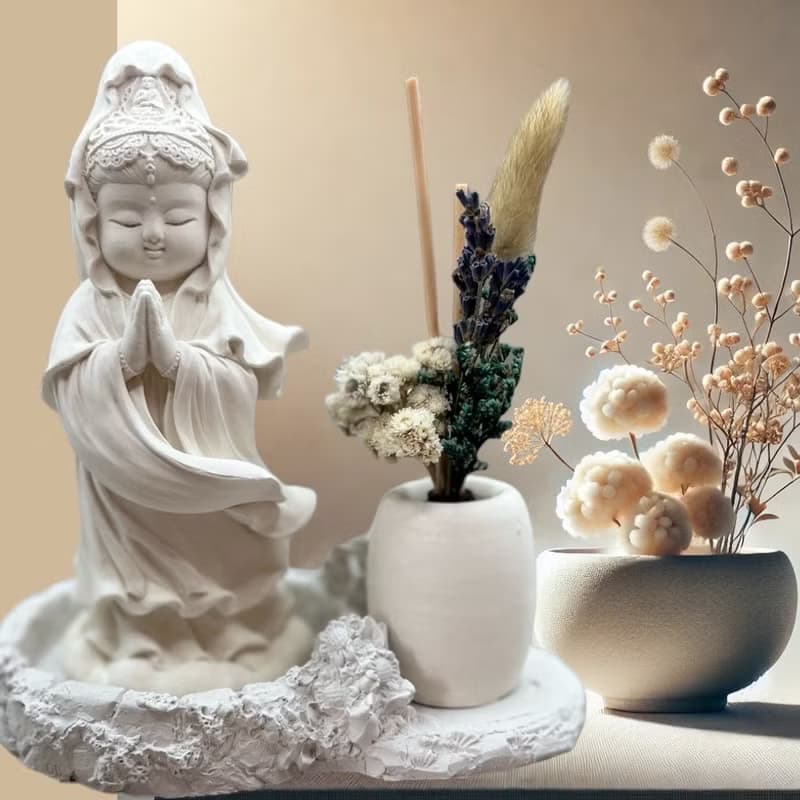 淨念吉祥 觀音33系列 合掌觀音 豪華田園盤組 藝術香氛擴香組合