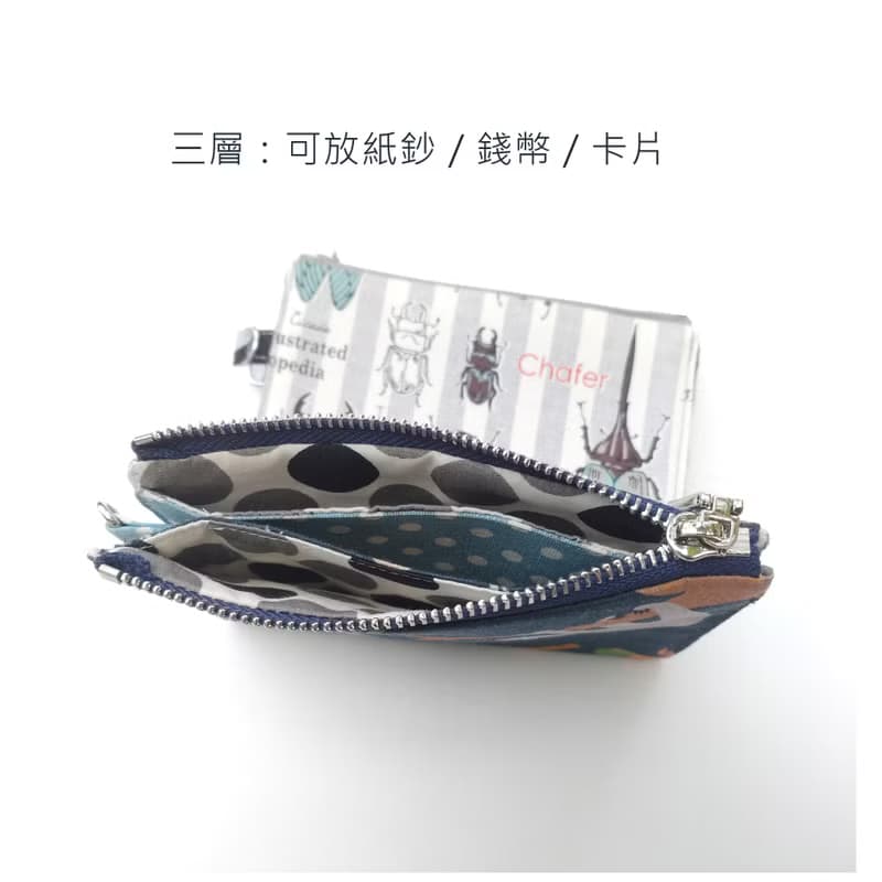 韓系 可愛昆蟲 2款頸掛三層零錢包