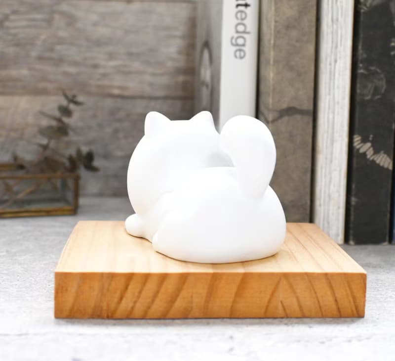 萌萌白熊薩摩耶擺飾 名片架 手機架 手工木製療癒小木雕公仔