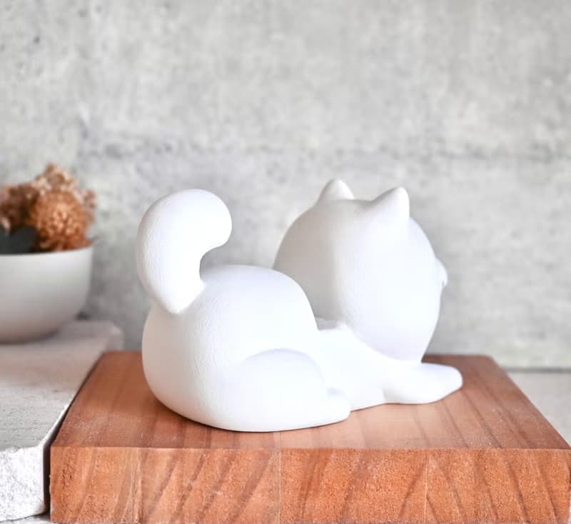 萌萌白熊薩摩耶擺飾 名片架 手機架 手工木製療癒小木雕公仔