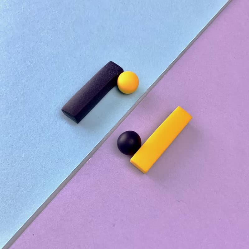 nearly equal navy×yellow ピアス イヤリング