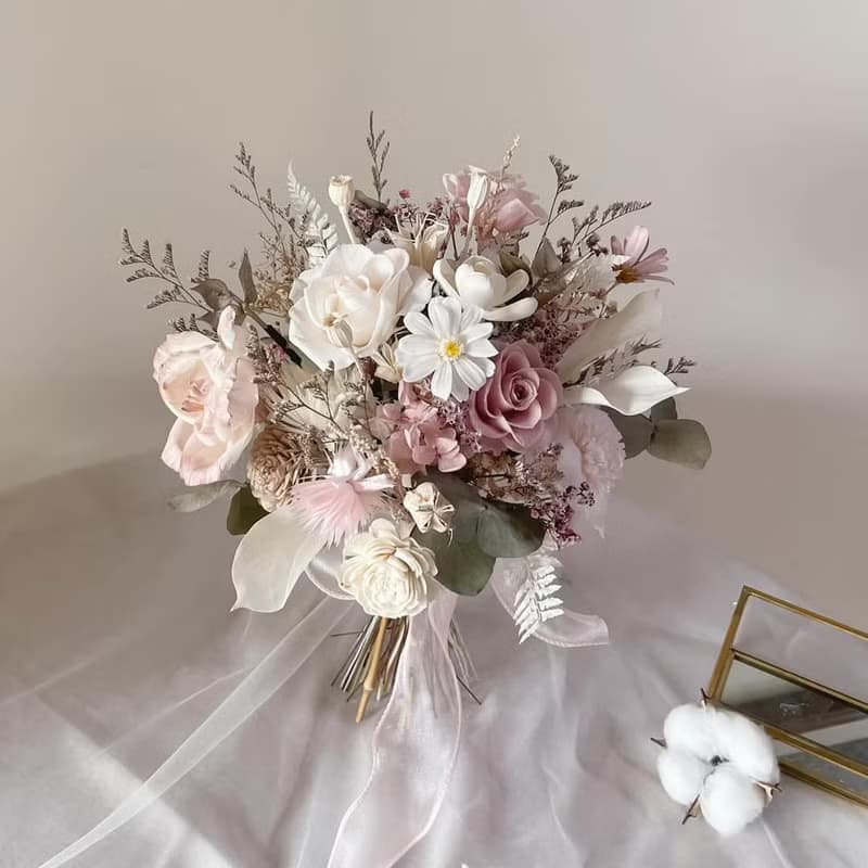 【新娘捧花】婚禮捧花 婚禮 結婚 手綁花 永生花 浪漫韓式花束