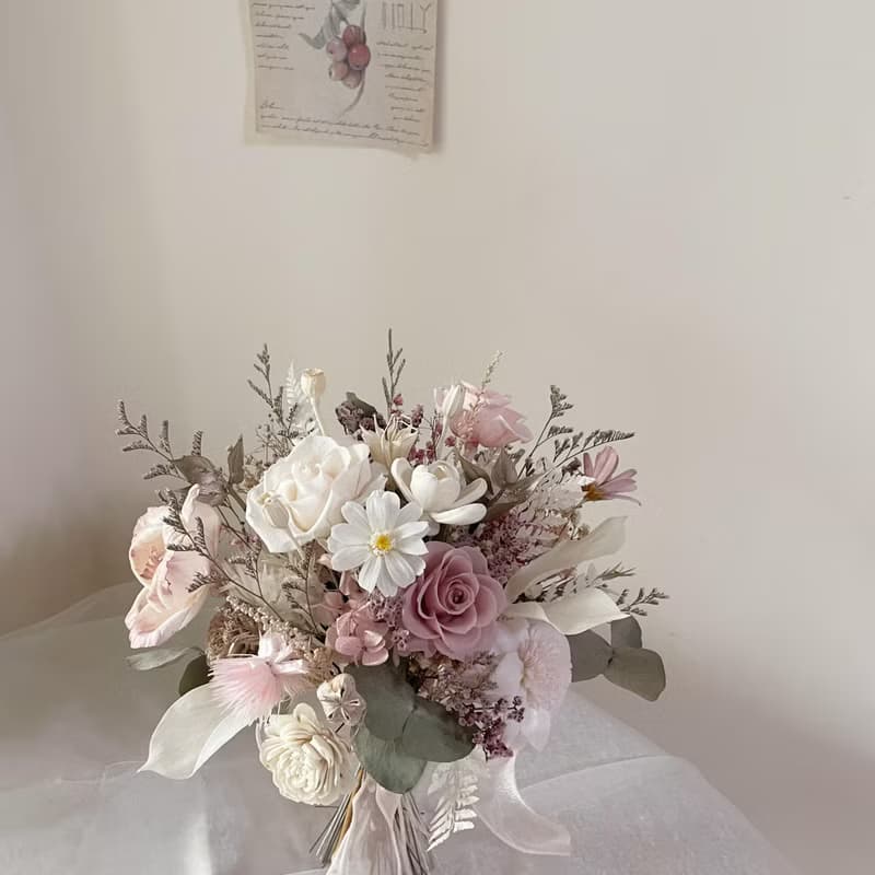 【新娘捧花】婚禮捧花 婚禮 結婚 手綁花 永生花 浪漫韓式花束