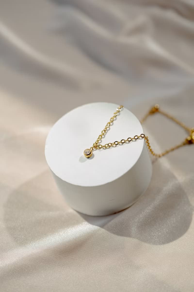 刻花鑲邊單鑽手鍊 醫療鋼鍍18k金 可調節單鑽手鍊