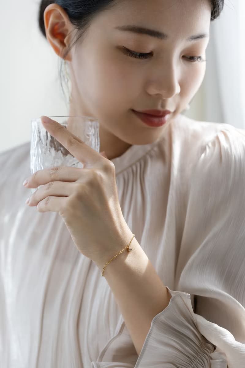 刻花鑲邊單鑽手鍊 醫療鋼鍍18k金 可調節單鑽手鍊