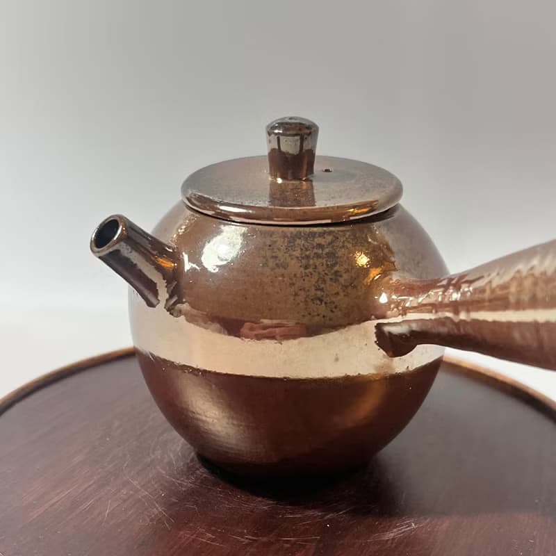 柴燒古銅金彩側把茶壺 / 個人150cc小壺  / 小平凡手作