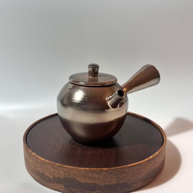 柴燒古銅金彩側把茶壺 / 個人150cc小壺  / 小平凡手作