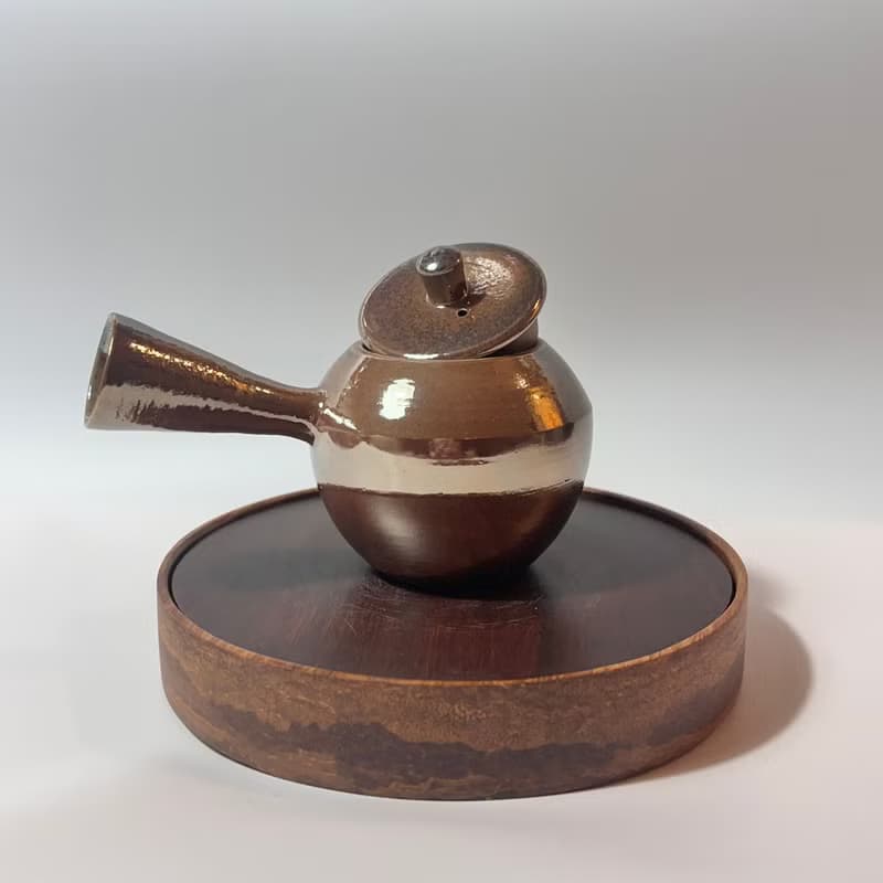 柴燒古銅金彩側把茶壺 / 個人150cc小壺  / 小平凡手作