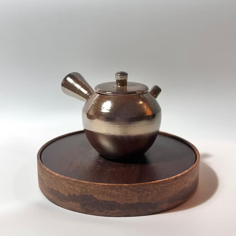 柴燒古銅金彩側把茶壺 / 個人150cc小壺  / 小平凡手作
