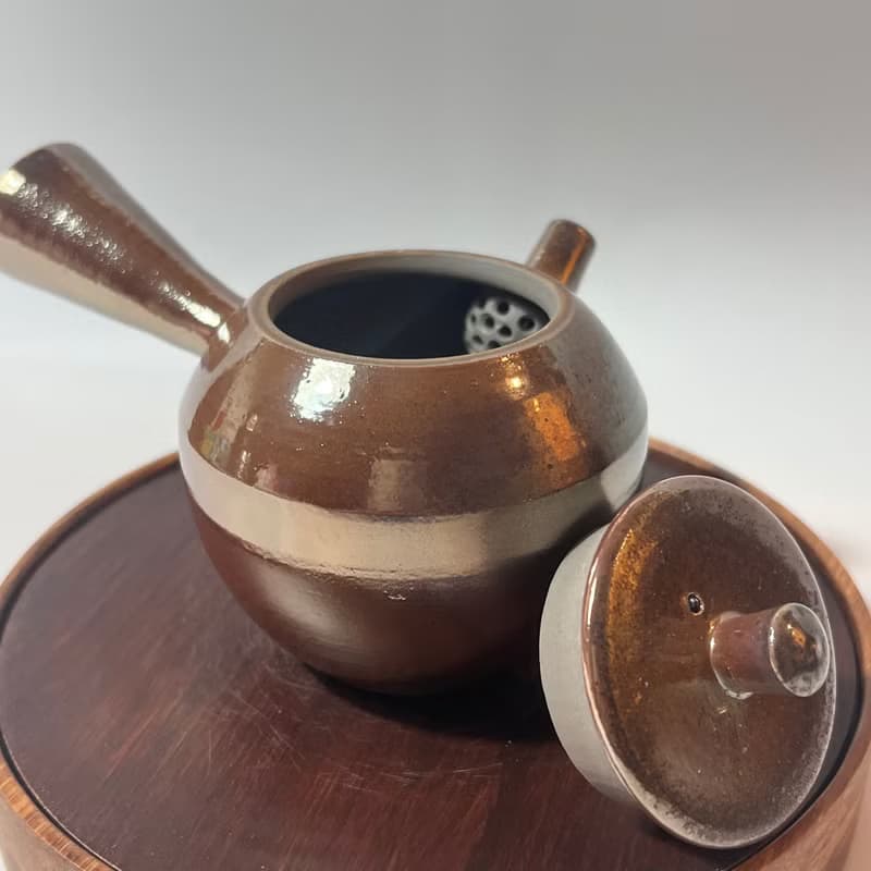 柴燒古銅金彩側把茶壺 / 個人150cc小壺  / 小平凡手作