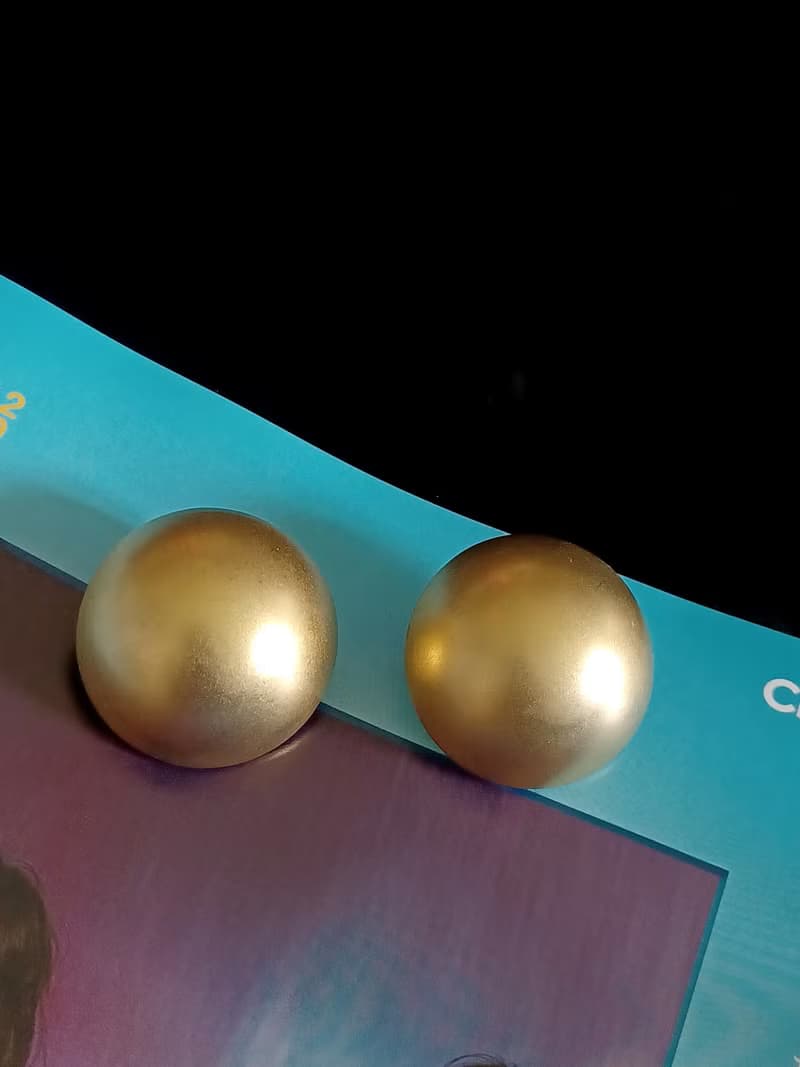 vintage jewelry  簡約霧金半球 夾式耳環