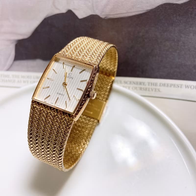 【西洋古董飾品】1960附原廠盒 ELGIN 可調整石英正常運作 手錶