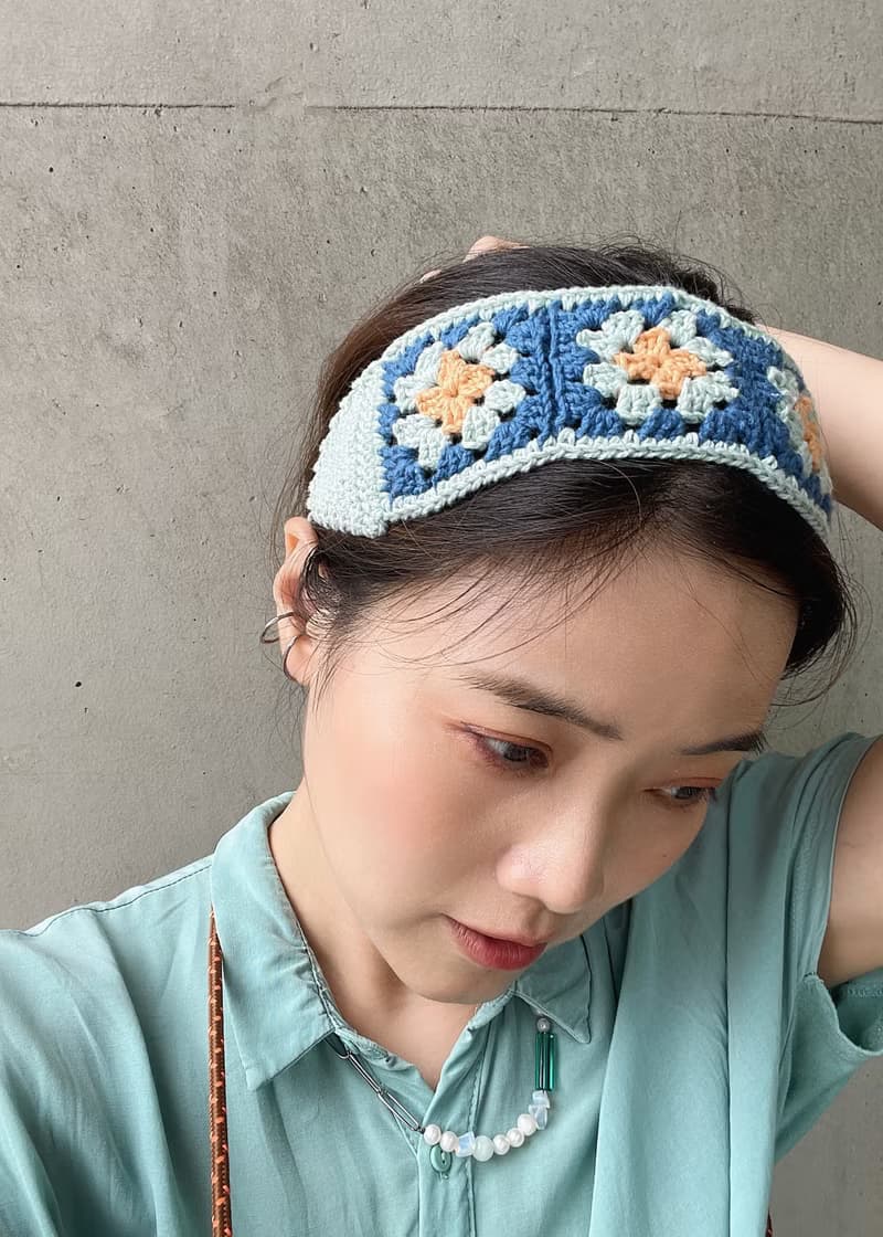 祖母格 編織髮帶 碧藍小雛菊
