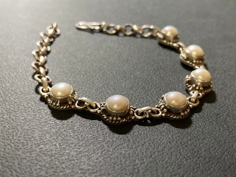 天然 珍珠 手鍊 尼泊爾 手工製 925純銀