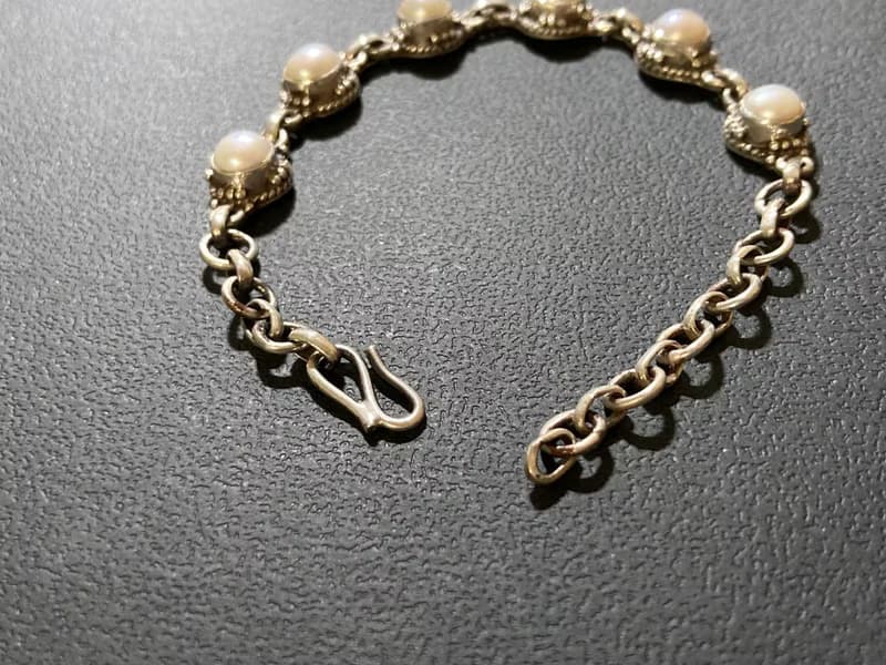 天然 珍珠 手鍊 尼泊爾 手工製 925純銀