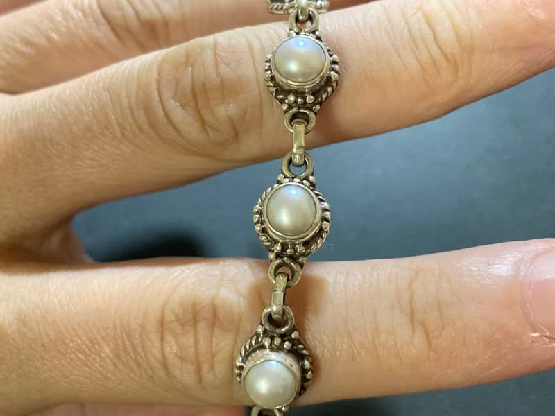 天然 珍珠 手鍊 尼泊爾 手工製 925純銀