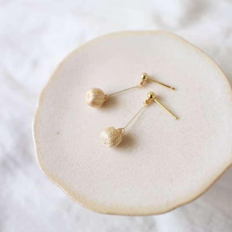 串珠耳飾_果實系列/粉白/beading earing