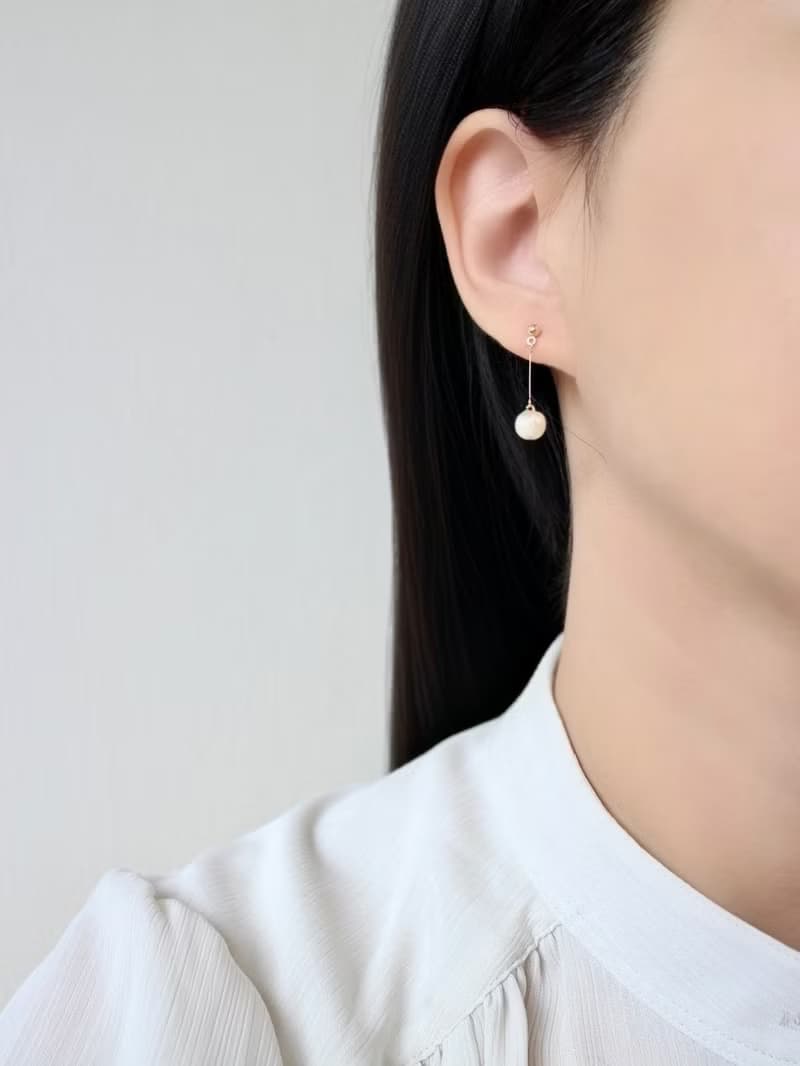 串珠耳飾_果實系列/粉白/beading earing
