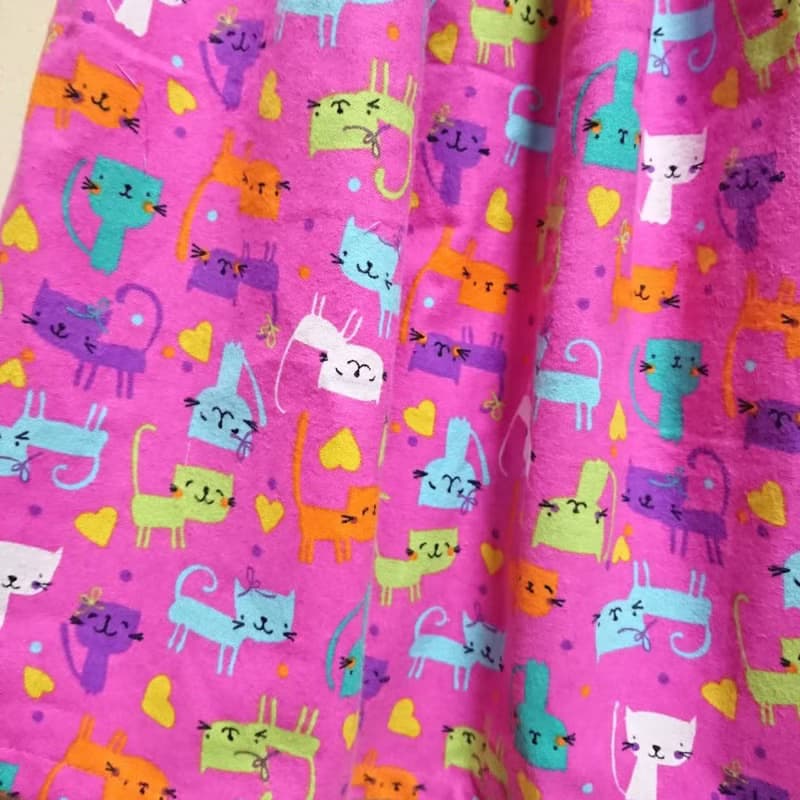 Flannel Colorful Cat skirt PINK USAcotton 日本製 輸入生地 FREE
