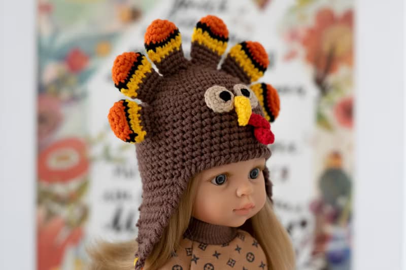 Turkey hat for doll Paola Reina, Siblies, Little Darling, animals hat, 针织帽