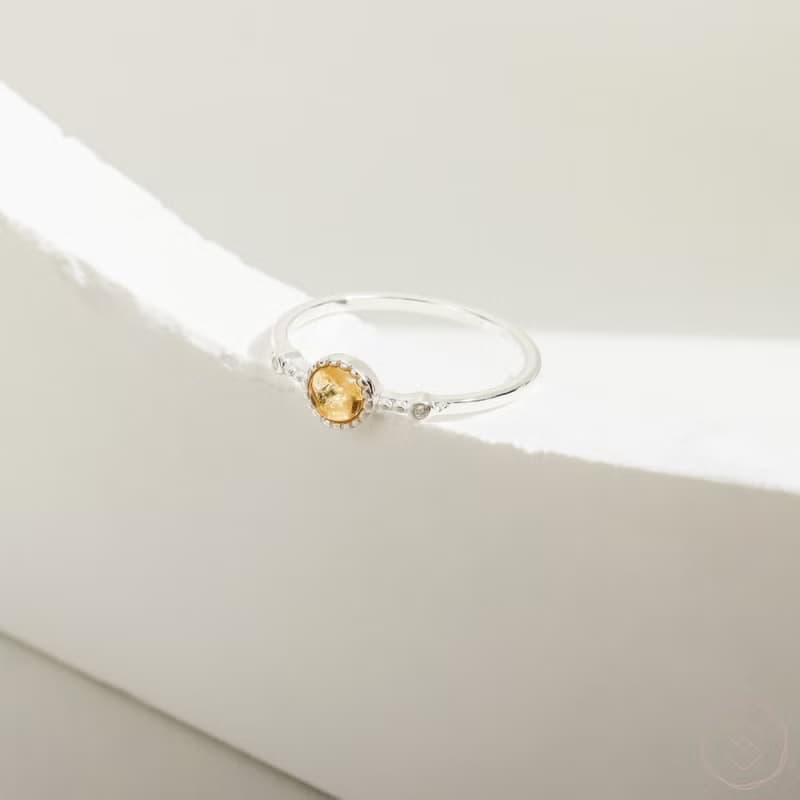 盼 | 黃水晶 S925純銀 | 天然石輕珠寶戒指